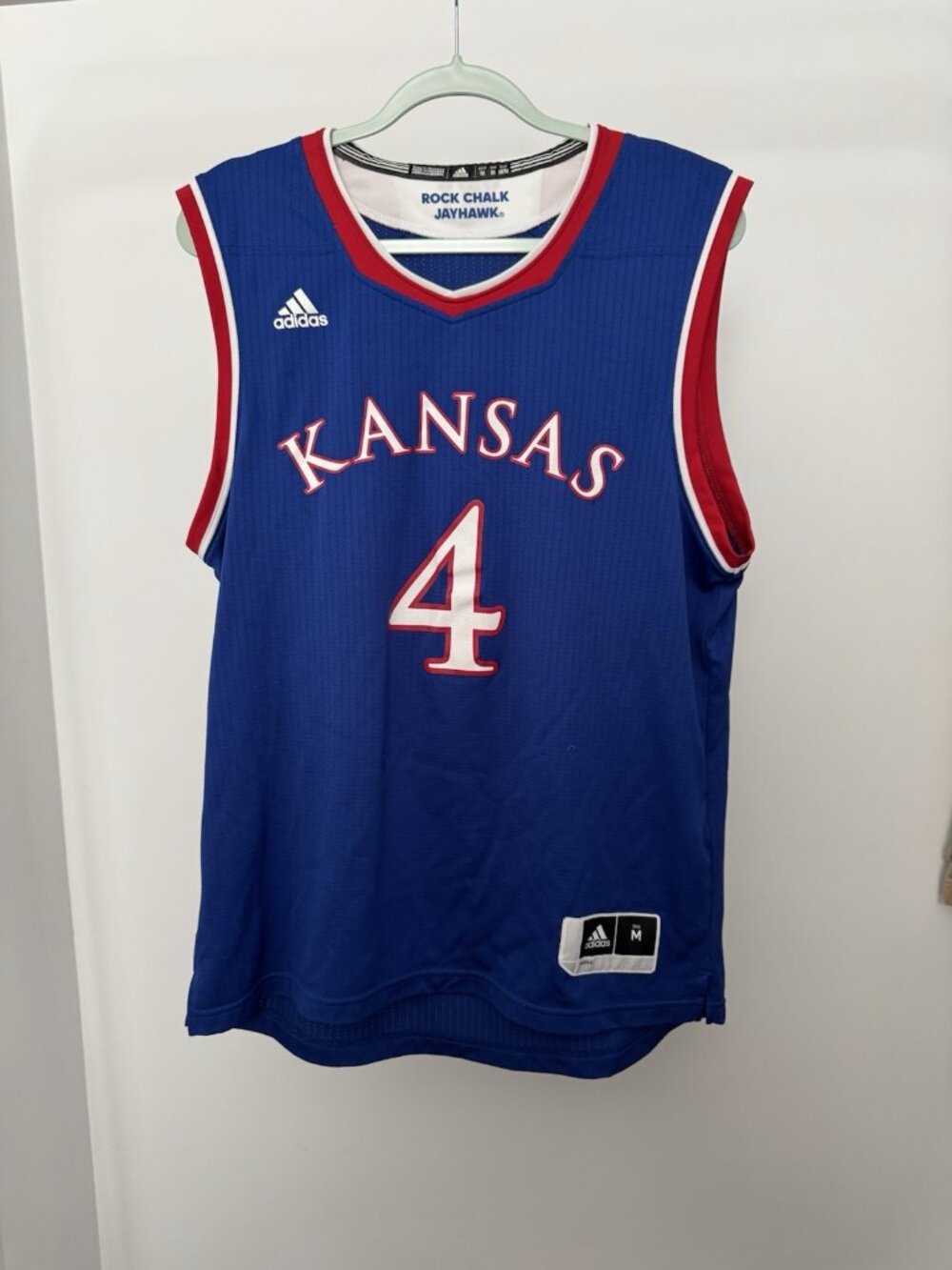 Adidas Kansas Jayhawks #4 Basketball Jersey Men's Medium Blue NCAA